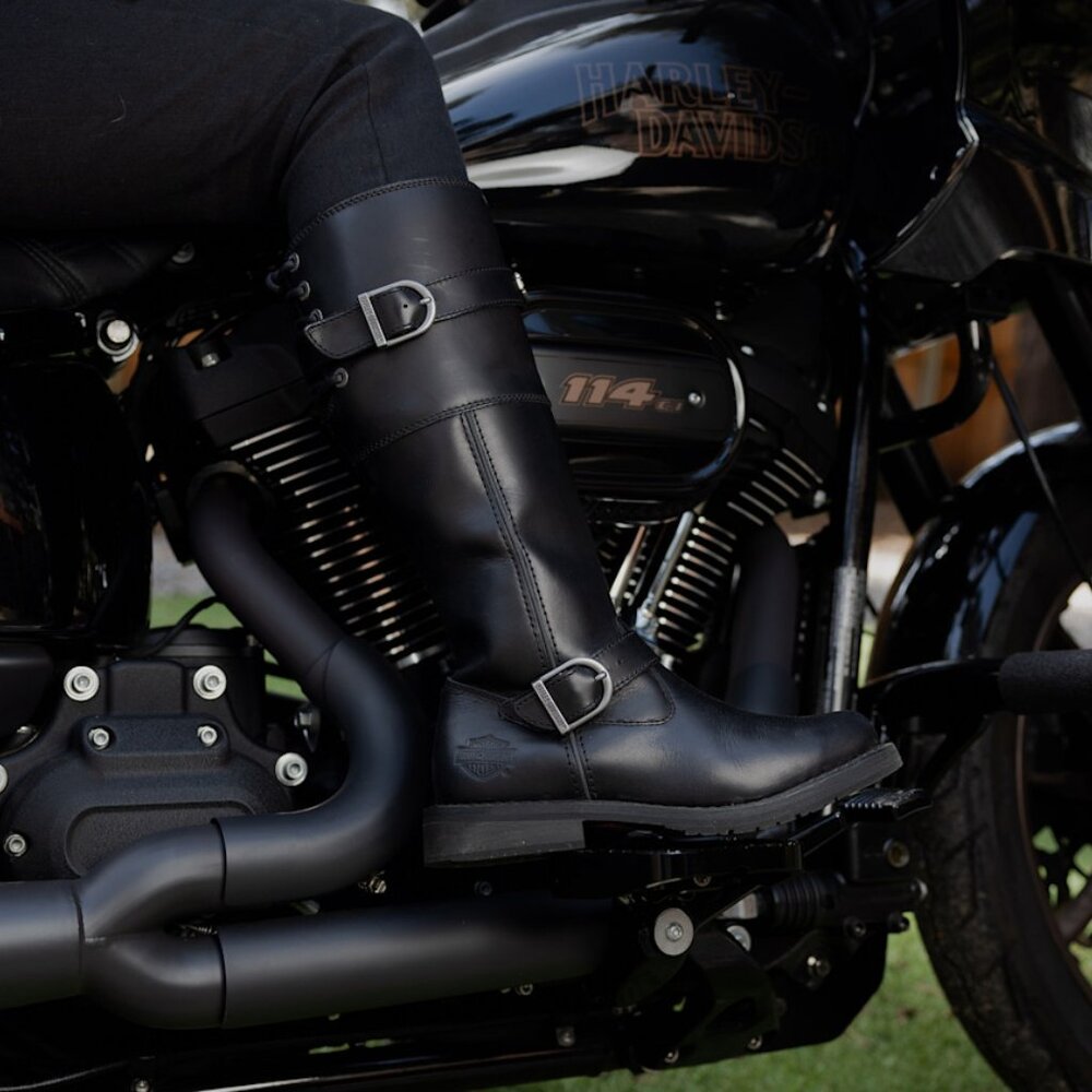 Harley Davidson Women's Kirtland Riding Boot - Black Knee High Leather - Picture 10 of 13
